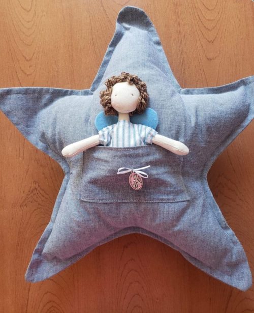 Cojín Ángel de la Guarda con forma de estrella